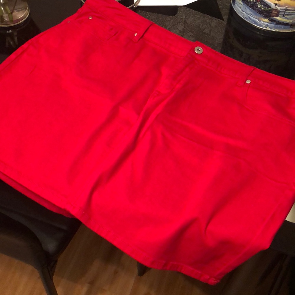 Brand new red denim skirt